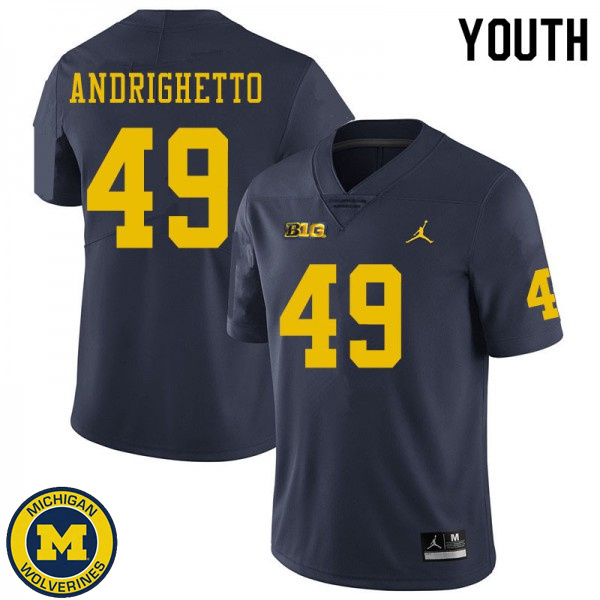 Youth University of Michigan #49 Lucas Andrighetto Navy NCAA Football Jersey